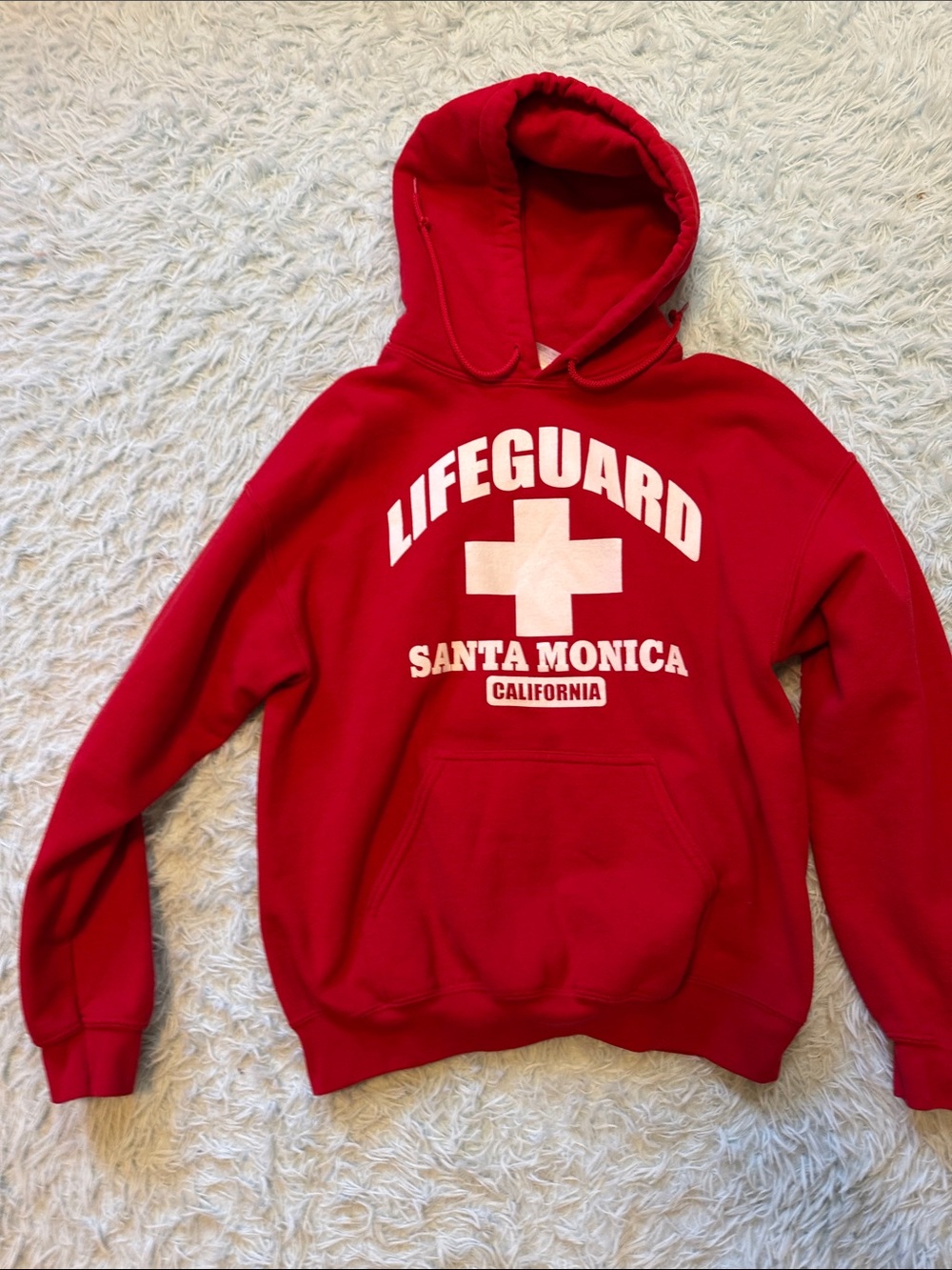 Gildan Red Lifeguard Santa Monica Crewneck Hoodie